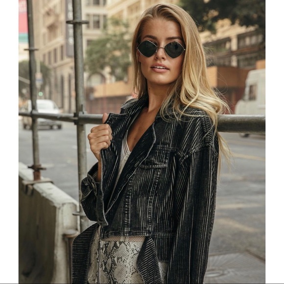 Gray Moto Corduroy Belted Jacket - Picture 5 of 5